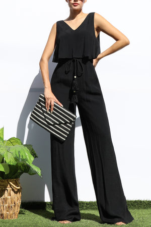 DD7960, V NECK SLEEVELESS JUMPSUIT