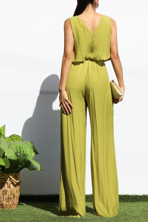 DD7960, V NECK SLEEVELESS JUMPSUIT