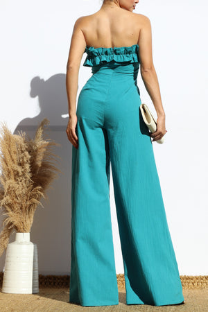 DD8153, RUFFLED TUBE COTTON JUMPSUIT