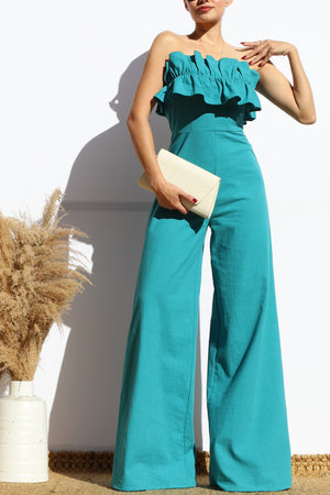 DD8153, RUFFLED TUBE COTTON JUMPSUIT