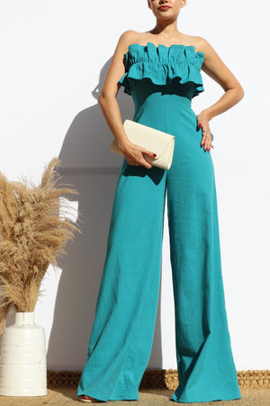 DD8153, RUFFLED TUBE COTTON JUMPSUIT