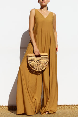 DD8119, V NECK LOOSE FIT JUMPSUIT