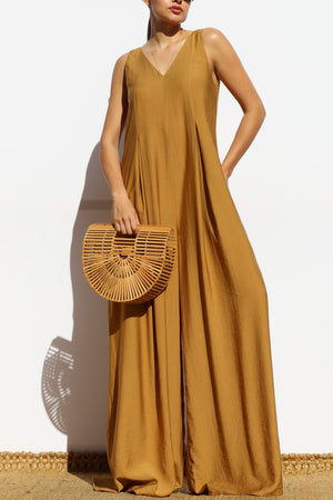 DD8119, V NECK LOOSE FIT JUMPSUIT