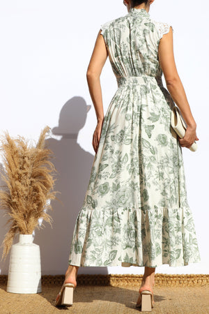 DD8017, PRINTED BUTTON DOWN MIDI DRESS