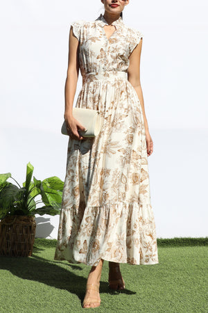 DD8017, PRINTED BUTTON DOWN MIDI DRESS