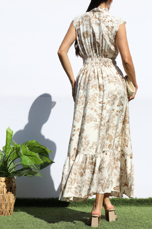 DD8017, PRINTED BUTTON DOWN MIDI DRESS