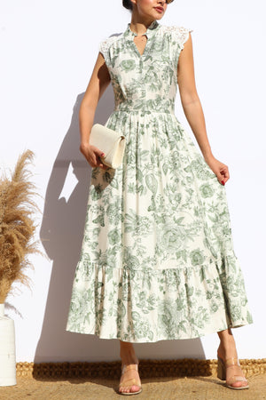 DD8017, PRINTED BUTTON DOWN MIDI DRESS