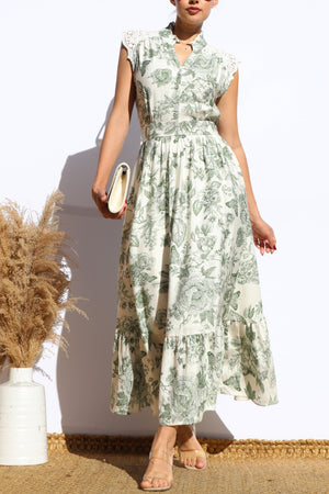 DD8017, PRINTED BUTTON DOWN MIDI DRESS