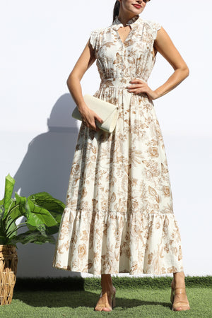 DD8017, PRINTED BUTTON DOWN MIDI DRESS