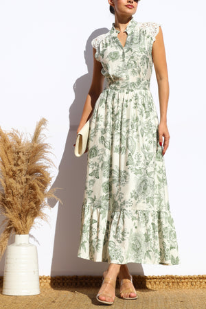 DD8017, PRINTED BUTTON DOWN MIDI DRESS