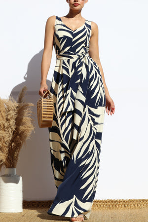 DD8113, LEAF LOOSE FIT V NECK JUMPSUIT