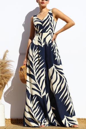 DD8113, LEAF LOOSE FIT V NECK JUMPSUIT