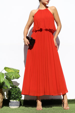 DD7021, PLEATED WOVEN MIDI DRESS