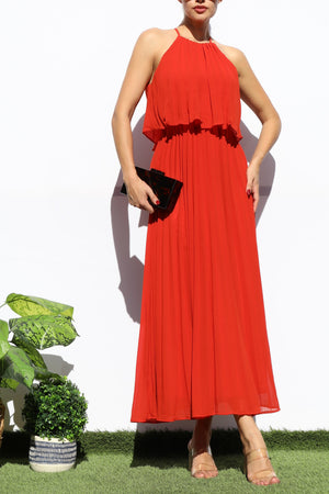 DD7021, PLEATED WOVEN MIDI DRESS
