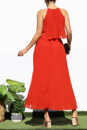 DD7021, PLEATED WOVEN MIDI DRESS