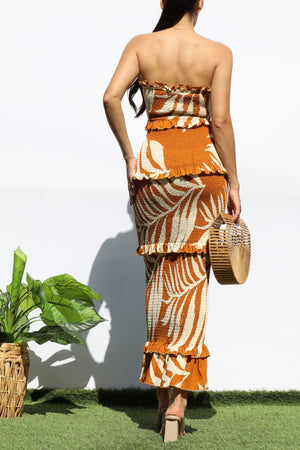 DD8178, PRINTED SMOCKED MIDI DRESS