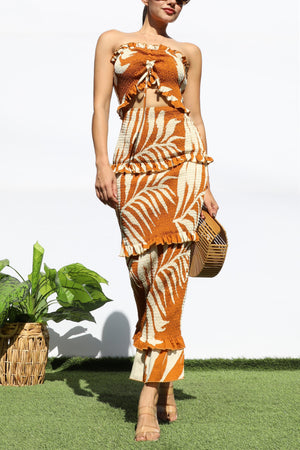 DD8178, PRINTED SMOCKED MIDI DRESS