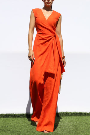 DD7984, LOOSE FIT WRAP FLARE-LEG JUMPSUIT