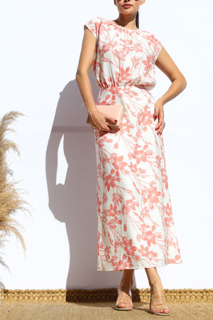 DD8126, PRINTED LOOSE FIT MIDI DRESS
