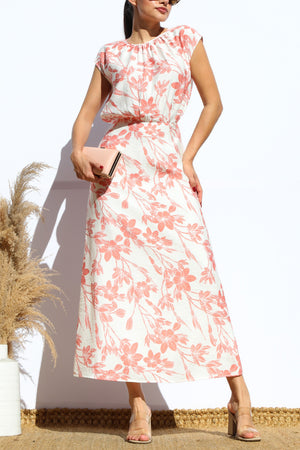 DD8126, PRINTED LOOSE FIT MIDI DRESS
