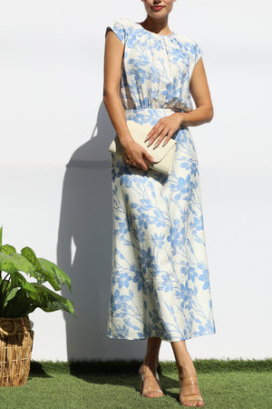 DD8126, PRINTED LOOSE FIT MIDI DRESS