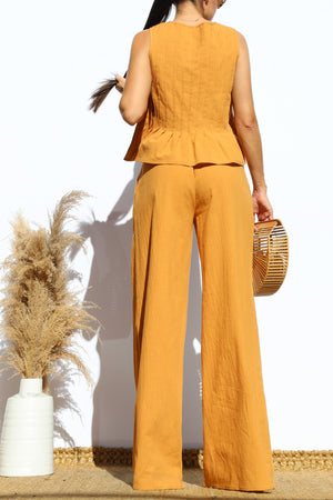 DD8158, RIBBON TIE WOVEN TOP AND PANTS SET