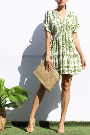 DD7970, PRINTED LOOSE FIT MINI DRESS