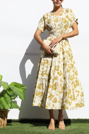 DD7938, PRINTED LOOSE FIT MIDI DRESS