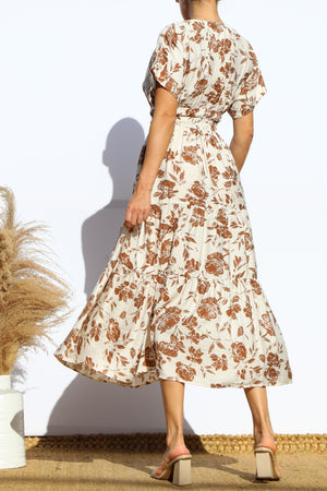 DD7938, PRINTED LOOSE FIT MIDI DRESS