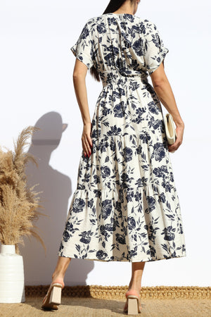 DD7938, PRINTED LOOSE FIT MIDI DRESS