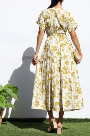 DD7938, PRINTED LOOSE FIT MIDI DRESS