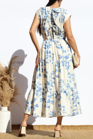 DD7932, PRINTED LOOSE FIT TIERED MIDI DRESS