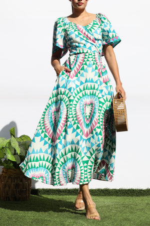 DD8187, PRINTED LOOSE FIT MIDI DRESS