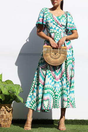 DD8187, PRINTED LOOSE FIT MIDI DRESS