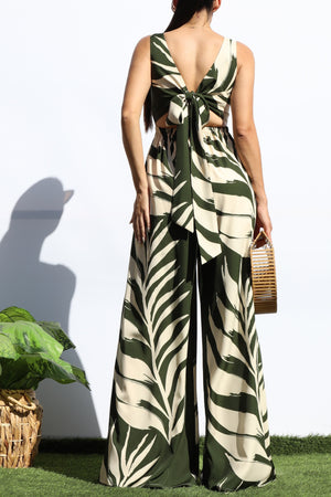 DD8113, LEAF LOOSE FIT V NECK JUMPSUIT