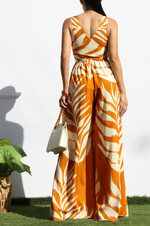 DD8113, LEAF LOOSE FIT V NECK JUMPSUIT