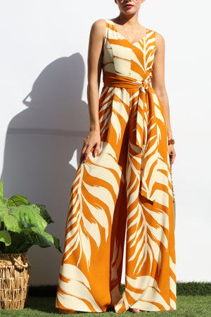 DD8113, LEAF LOOSE FIT V NECK JUMPSUIT