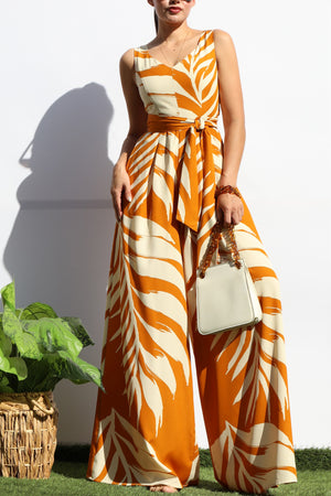 DD8113, LEAF LOOSE FIT V NECK JUMPSUIT