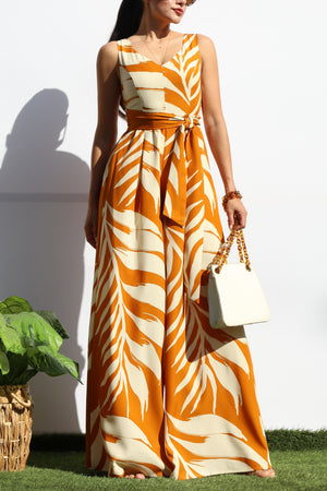 DD8113, LEAF LOOSE FIT V NECK JUMPSUIT