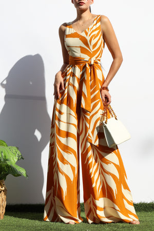 DD8113, LEAF LOOSE FIT V NECK JUMPSUIT