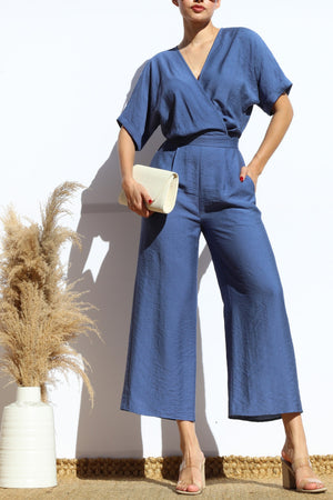 DD8121, V NECK LOOSE FIT JUMPSUIT