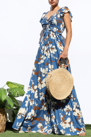 DD8140, FLORAL SMOCKED TOP MAXI DRESS