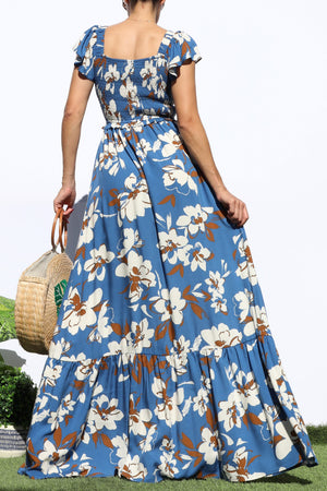 DD8140, FLORAL SMOCKED TOP MAXI DRESS