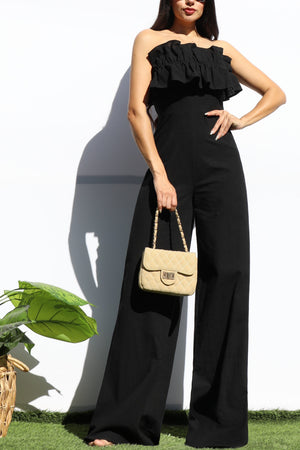 DD8153, RUFFLED TUBE COTTON JUMPSUIT