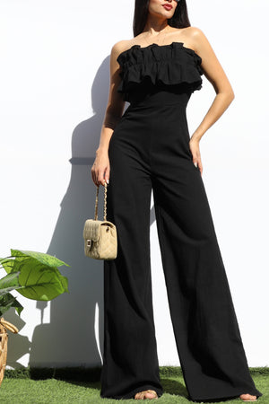 DD8153, RUFFLED TUBE COTTON JUMPSUIT