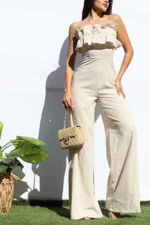 DD8153, RUFFLED TUBE COTTON JUMPSUIT