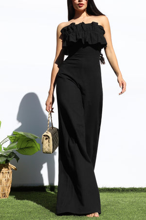 DD8153, RUFFLED TUBE COTTON JUMPSUIT