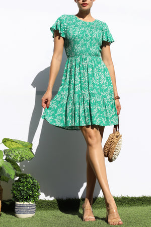 DD7329, SMOCKED TOP MINI DRESS