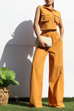 DD8157, BUTTON DOWN TOP AND PANTS SET