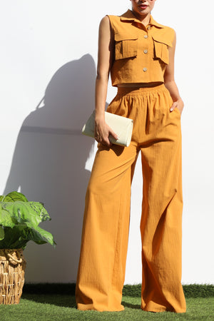 DD8157, BUTTON DOWN TOP AND PANTS SET